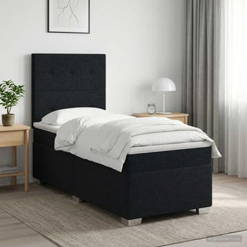 vidaXL Boxspringbed met matras met hoofdeinde Zwart 90 x 200, Verzenden