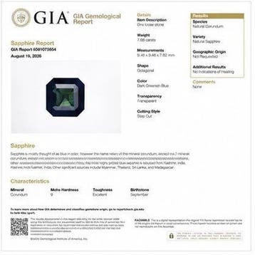 1 pcs Groen, Blauw Saffier - 7.68 ct - Gemological Institute