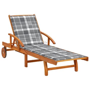 vidaXL Ligbed met kussen massief acaciahout, Tuin en Terras, Verzenden, Nieuw