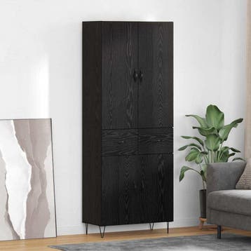 vidaXL Highboard 2 st Zwart Eiken 69,5 x 34 x 180 cm Bewerkt, Verzenden, Nieuw