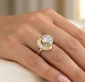 Bague - 18 carats Or jaune, Or blanc - 0.90ct. tw. Diamant, Nieuw