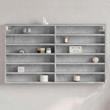 vidaXL Vitrinekast 100x8,5x58 cm bewerkt hout betongrijs, Verzenden, Nieuw