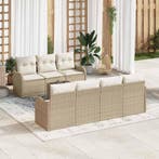 vidaXL Tuinbank Set 8 pcs Beige en Crème Poly Riet en Staal, Verzenden, Nieuw