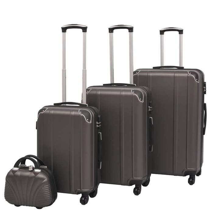 vidaXL Harde rolkoffer set antraciet 4-dlg, Bijoux, Sacs & Beauté, Valises, Envoi