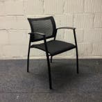 vergaderstoel 4 poot, met netwave rug - zwart stoffen, Huis en Inrichting, Stoelen, Gebruikt, Zwart, Eén