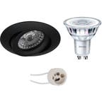 LED Spot Set 6W - Kantelbare Ronde Inbouwspot - Mat Zwart &, Verzenden, Nieuw