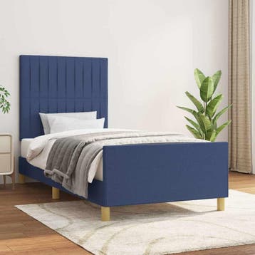 vidaXL Bedframe zonder matras 100x200 cm stof blauw, Verzenden