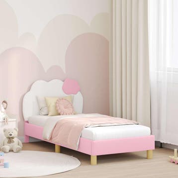 vidaXL Kinderen bedframe met hoofdboard Roze 80 x 160 cm PU, Huis en Inrichting, Slaapkamer | Bedden, Verzenden, Nieuw