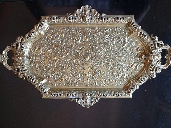 Decoratief dienblad - Frankrijk - Grote vintage dienblad, Antiquités & Art, Antiquités | Autres Antiquités