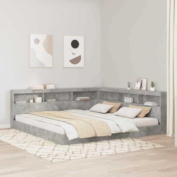 vidaXL Boekenkast Bed met opslag Betongrijs 180 x 200 cm, Huis en Inrichting, Verzenden, Nieuw