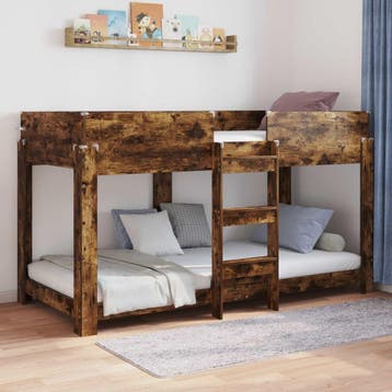 vidaXL Stapeld bed voor kids Rook Eiken 90 x 200 cm Bewerkt, Verzenden