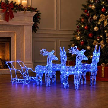vidaXL Kerstdecoratie rendieren en slee 280x28x55 cm acryl, Diversen, Verzenden, Nieuw
