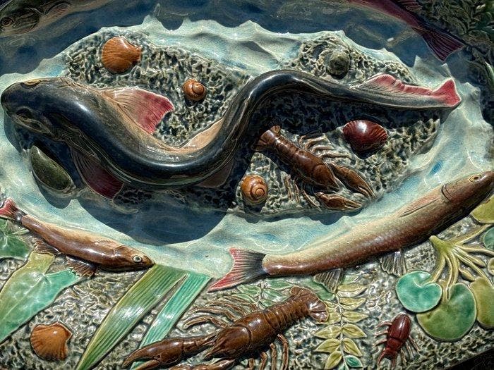 Style de Palissy - Schotel - Aardewerk - ovale schotel van, Antiek en Kunst, Kunst | Designobjecten