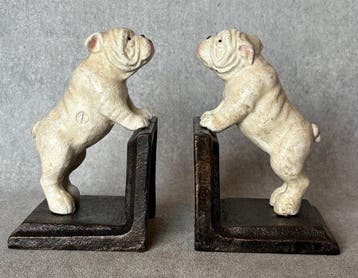 Boekensteunen - Gietijzer - Bull Dogs, Antiek en Kunst
