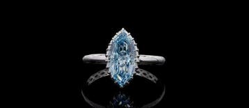 Ring - 14 karaat Witgoud - 2.10ct. tw. Blauw Diamant (Fancy, Nieuw