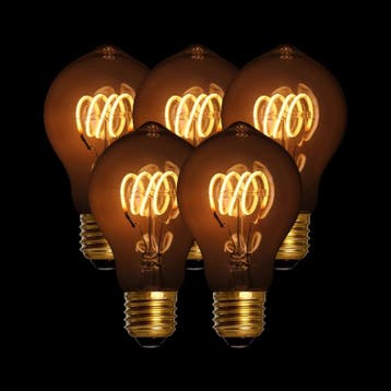 Set van 5 Filament LED Lamp Peer Curl Gold Ø60 mm E27 3.8W, Maison & Meubles, Verzenden