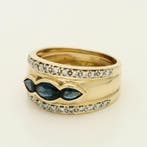Ring - 14 karaat Geel goud Saffier - Diamant, Nieuw