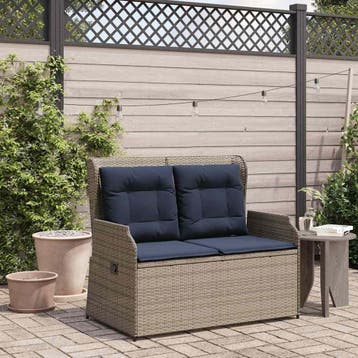 vidaXL Tuinbank Grijs poly rattan, Verzenden, Nieuw