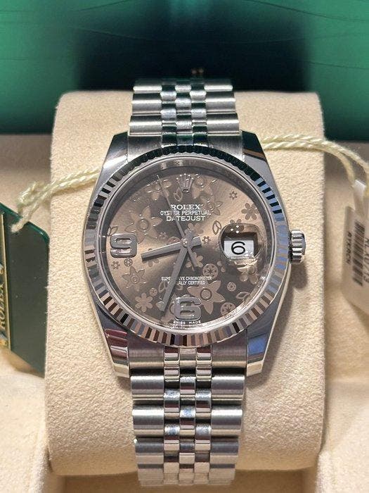 Rolex - Datejust Floral Dial 18k White Gold Fluted Bezel, Bijoux, Sacs & Beauté, Montres | Hommes