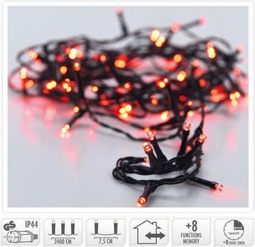 2dekans | Kerstverlichting 320 led- 24m - rood - Timer -, Ophalen of Verzenden, Nieuw