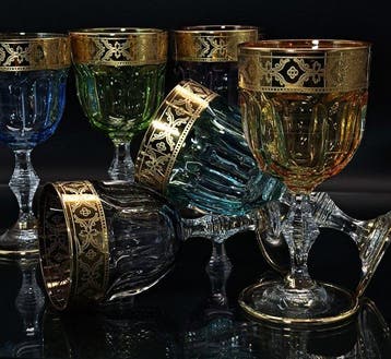 Artemisia - Drinkset (6) - Kristal, goud 24 karaat