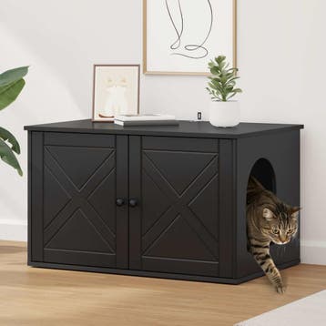 vidaXL Kattenhuis Zwart 85 x 55 x 50,5 cm Bewerkt hout, Verzenden