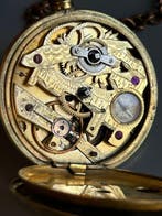 Antique Pocket Watch with Hunting Dog Back and Decorative