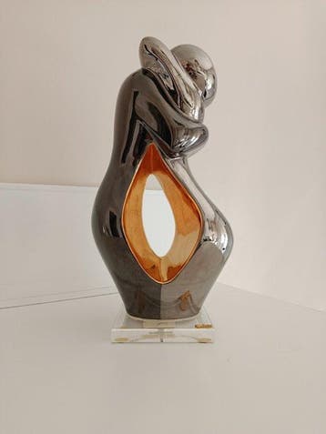 Galos - Statuette, Couple enlacé - 38 cm - Porcelaine,