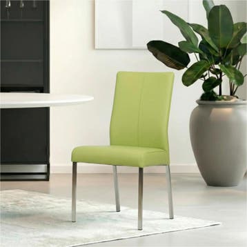 Set van 8 Leren eetkamerstoelen Comfort - Hermes Lime, Ophalen of Verzenden, Nieuw, Leer