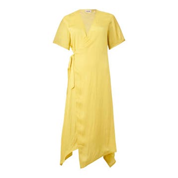 Zadig & Voltaire • gele satijnen overslagjurk • XS, Zadig & Voltaire, Verzenden, Geel, Maat 42/44 (L)