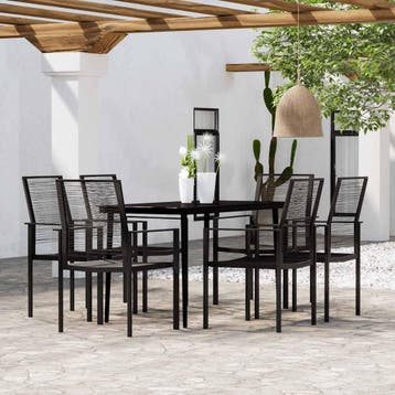 vidaXL 7-delige Tuinset zwart, Verzenden, Nieuw, Tuinset