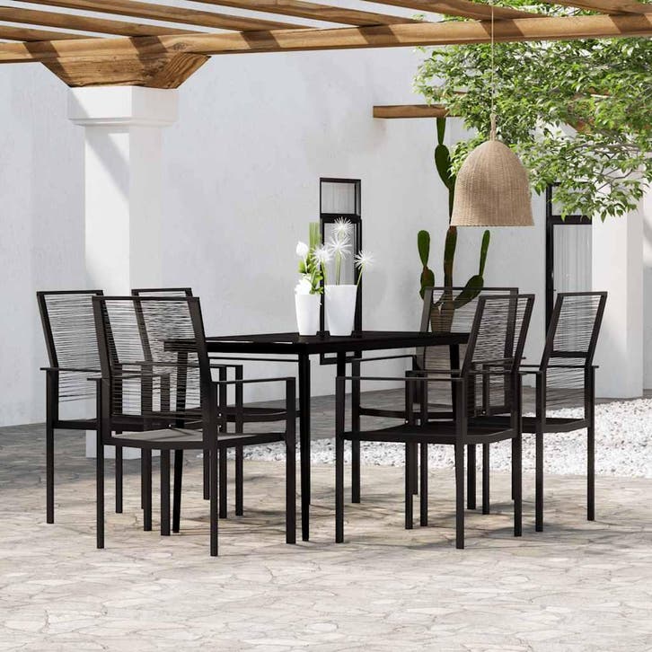 vidaXL 7-delige Tuinset zwart, Tuin en Terras, Tuinsets en Loungesets, Tuinset, Nieuw, Verzenden