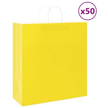 vidaXL Papieren zakken 50 st met hengsels 45x17x48 cm geel, Divers, Emballage cadeau, Verzenden