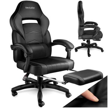 Racing bureaustoel Comodo met voetsteun - zwart/zwart, Verzenden, Nieuw