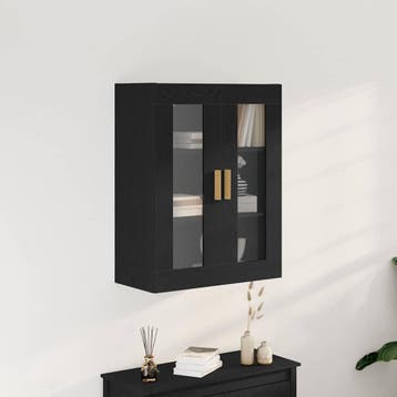 vidaXL Wandkast Zwart Eiken 69,5 x 34 x 90 cm Bewerkt hout, Verzenden, Nieuw