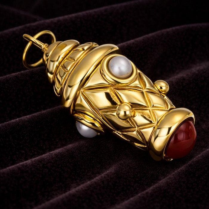 Pendentif - 18 carats Or jaune Perle - Cornaline, Bijoux, Sacs & Beauté, Bijoux anciens