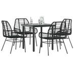vidaXL 5-delige Tuinset poly rattan glas zwart, Tuin en Terras, Verzenden, Nieuw, Tuinset