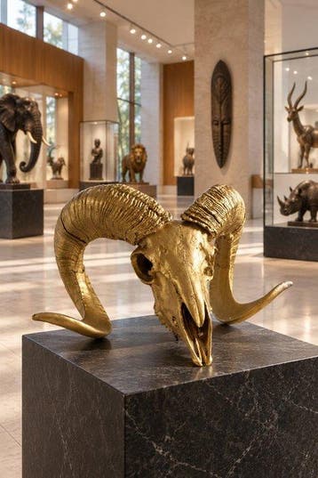 Art House - Statue, XXL***Realistic MOUFLON SKUL**-Hand