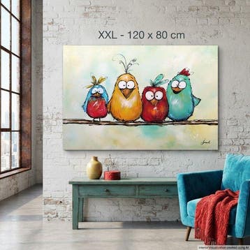 Monika Spiewak - Birds - Oil Painting Stretched On The Frame