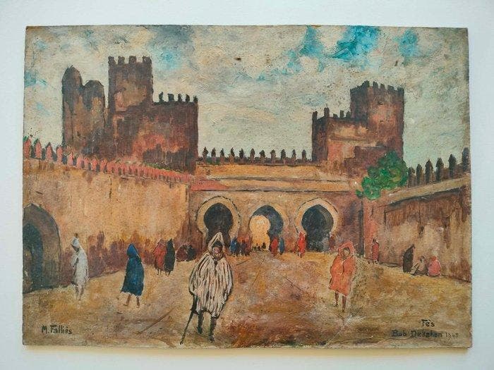 Maurice Fallies (1883-1965) - Fes - Bab Dekaken, Antiek en Kunst, Kunst | Schilderijen | Klassiek