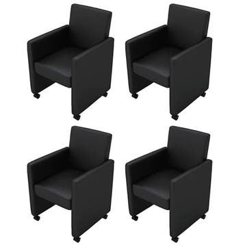 vidaXL Eetkamerstoelen 4 st kunstleer zwart, Huis en Inrichting, Stoelen, Verzenden, Nieuw