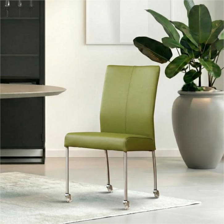 Leren eetkamerstoel Comfort met wieltjes, Huis en Inrichting, Stoelen, Nieuw, Leer, Ophalen of Verzenden