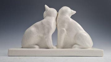 Figurine - 2 Zittende katten - Céramique