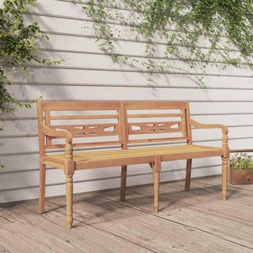 vidaXL Bankje Batavia 150 cm massief teakhout, Verzenden
