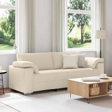 vidaXL 3-Zits Sofa Beige 220 cm Linnenmix Stoffen, Verzenden, Nieuw