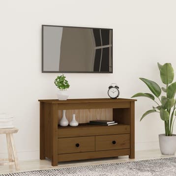 vidaXL Tv-meubel 79x35x52 cm massief grenenhout honingbruin, Verzenden, Nieuw