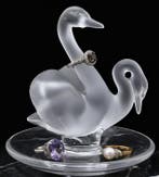 Lalique - Boîte à bijoux - Cygnes + boîte - Cristal -, Antiquités & Art
