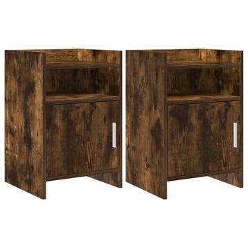 vidaXL Nachttafels 2 st Gerookt eiken 40 x 36 x 60 cm, Huis en Inrichting, Slaapkamer | Nachtkastjes, Verzenden, Nieuw