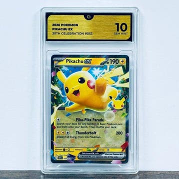 Pokémon Graded card - Pikachu ex 053 - 30th Anniversary –, Nieuw