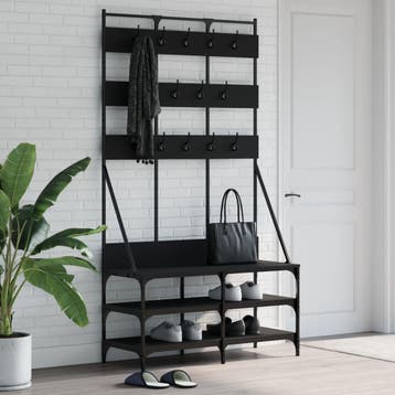 vidaXL Kledingrek met schoenenrek 100x40x184 cm zwart, Verzenden, Nieuw